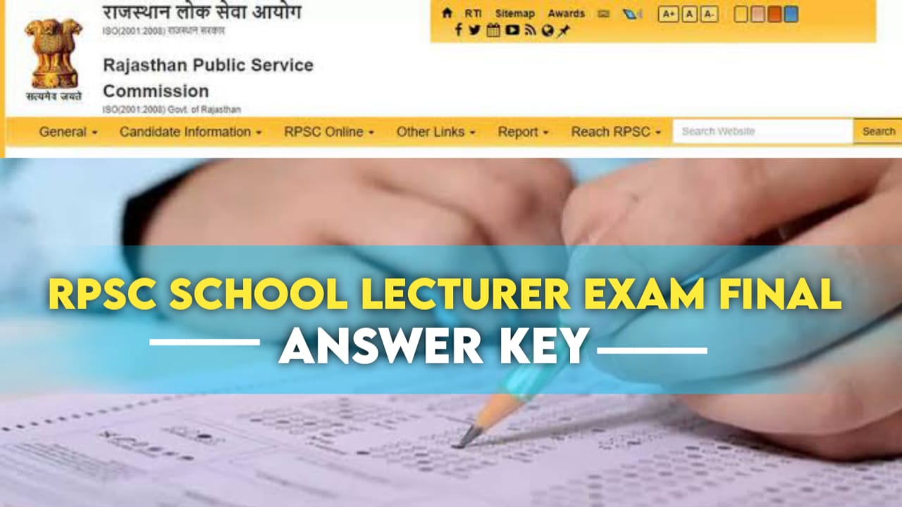 RPSC School Lecturer exam final answer key pdf