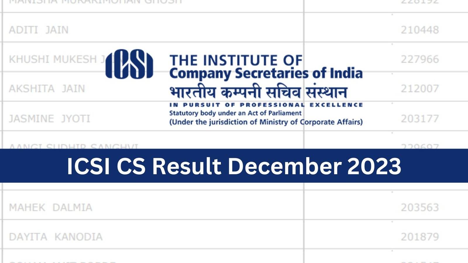 ICSI CS Result December 2023