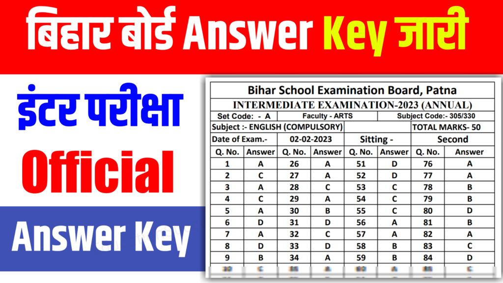 Bihar Board Inter Answer Key